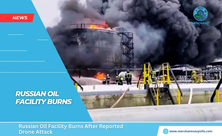 Russian Oil Facility Burns After Reported Drone Attack - Merchant Navy Info - News