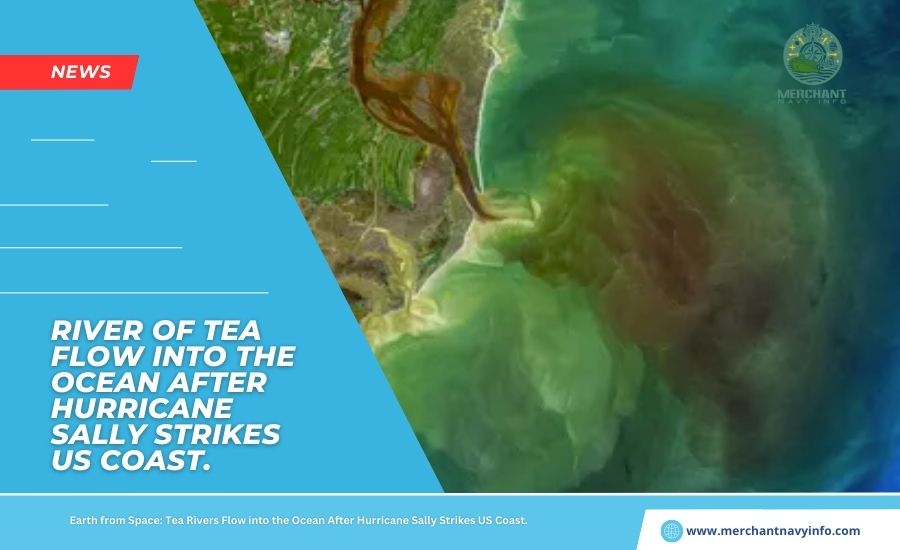 Earth from Space: River of Tea ( Black Water ) Flow into the Ocean After Hurricane Sally Strikes US Coast. - Merchany Navy Info