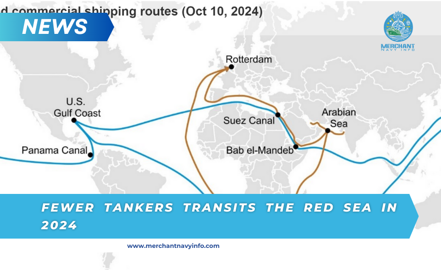 Fewer tankers transits the Red Sea in 2024 - Merchant Navy Info